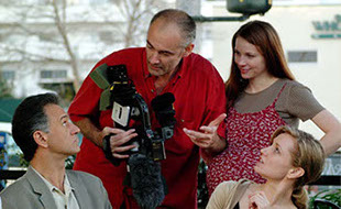 Ian Vernon on camera with actors